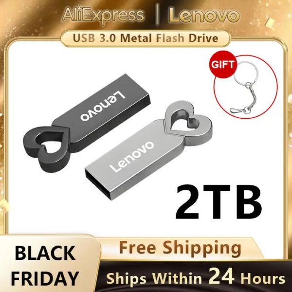 Adaptador Lenovo USB 2TB Metal Flash Drive 1 TB de alta velocidade USB 3.0 caneta flash acionador portátil Pendrive à prova d'água U