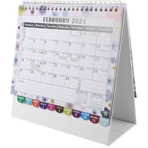 Kalender 2024 Schreibtischtischkalender kleiner Desktop Flip für monatliche Ornament Office Supply Dekorative Haus freistehende Notizpolster