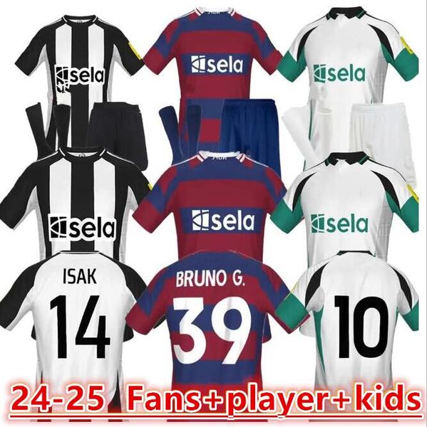 Newcaslte 2024 Home Away Soccer Jerseys Bruno G. Joelinton ISAK 24 25 3º Tonali Isak Fãs Moaterin Wilson Almiron Football Shirt Homem Kit Kids 16-XXL 66