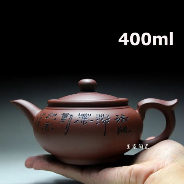 Pinsel Top Sale Yixing Zisha Teapot Purpurton Tee Topf 400 ml handgefertigt Kung Fu Tee Set Teekannen Chinesische Keramikkessel Geschenk Hochqualität