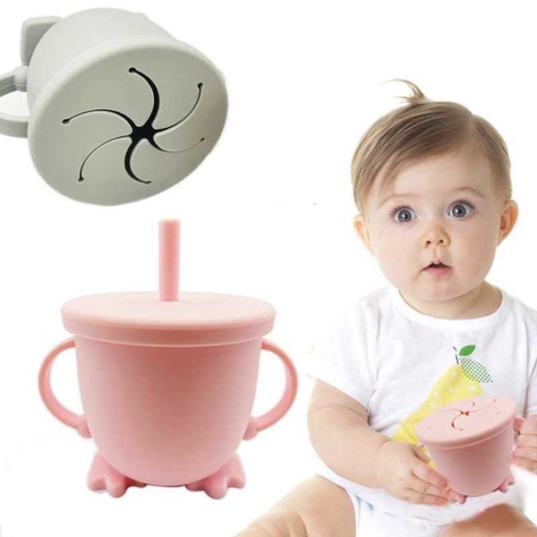 Tassen Gerichte Utensilien Baby Silikon Schnuller Schnuller Fütterung Tasse Baby Lernlieferungen Babygetränk für kleine Kinder und Kleinkinder mit Silikon Strohhalmdecker S geeignet