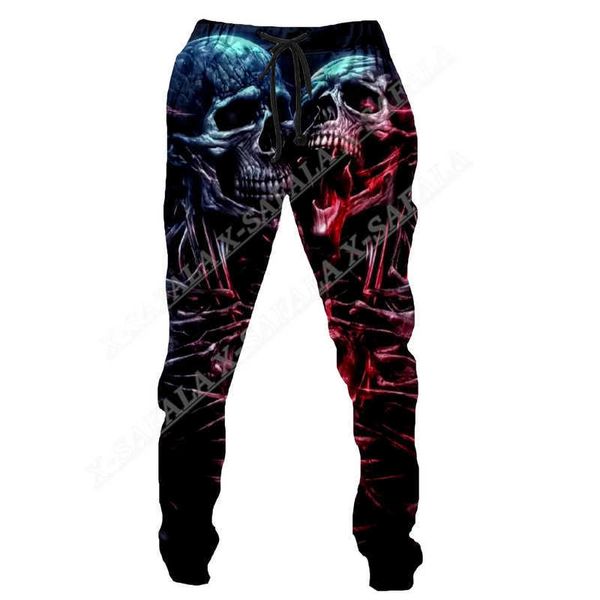 Calça masculina crânia calça longa calças esportivas pretas rosa 3d impressão arrastar e soltar as roupas de rua da rua primavera e outono esportivo masculino