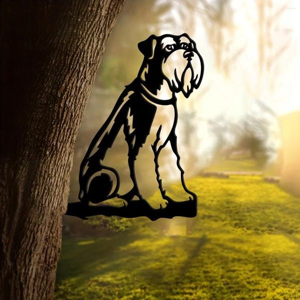 Decorações de jardim Cifbuy Metal Schnauzer Silhouette Puppy Dog Sign Corte