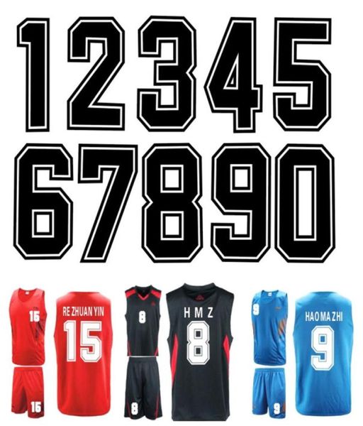 Notlar Numaralarda Demir Spor Tişört Isı Transferi Çıkartmaları 0 ila 9 Jersey Numarası Futbol Takımı Üniforması için DIY 20CM8386800