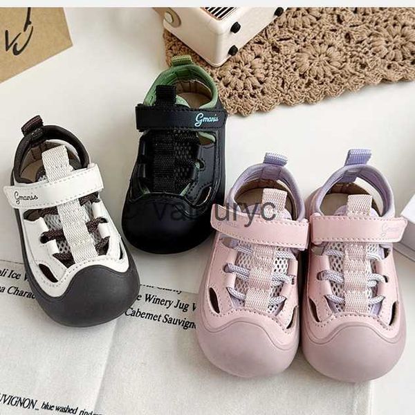 Sandals Boys Baotou 2024 Summer New Childrens Sports Beach Shoes Girls Korean Edition Big Head Head и милая тенденция обуви H240507