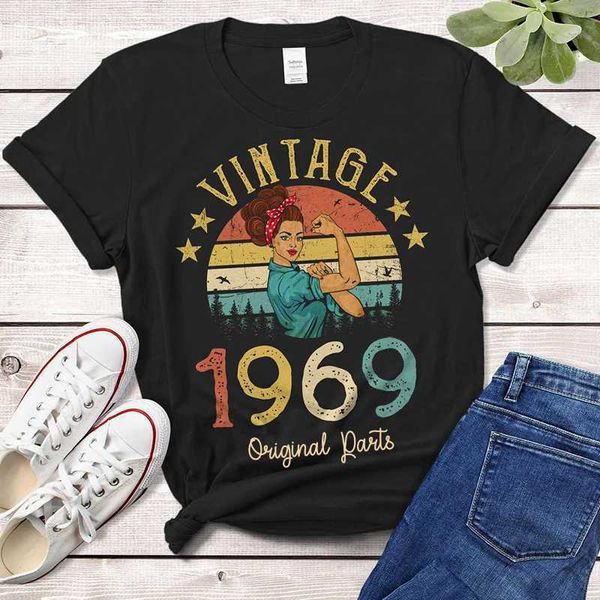 T-shirt femminile retrò 1969 T-shirt originale per ragazza Rossi 55 ° compleanno regalo creativo Momiglia Momiglia Fun Fun T-shirtl2405