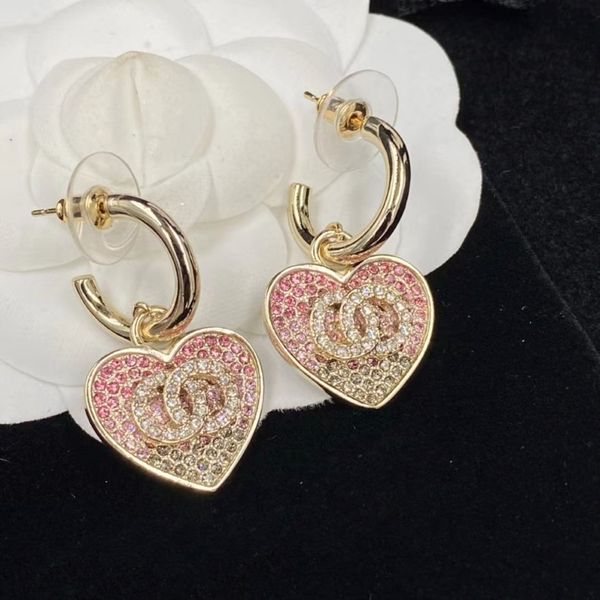 Orecchini a pensione del cuore 18k gancio ad anello oro con swarovski rosa rosa orecchini di design femminile di design da donna 220G femminile