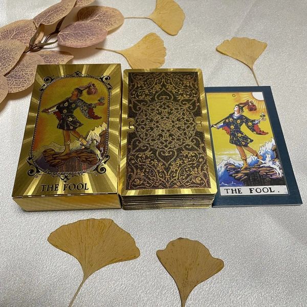 Spiele Golden Tarot Card Deck mit farbenfrohen Bedienungsanleitung Wahrsager