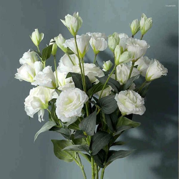 Fiori decorativi 1 mazzo 4 teste fiore artificiale Elegante eustoma creativo eustoma semplice dolce finto floreale per il matrimonio