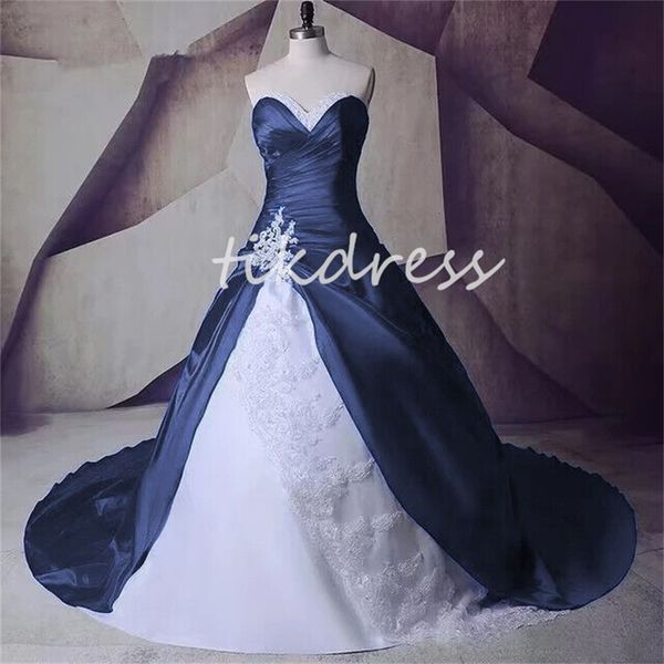 Abiti da sposa blu navy estetica 2024 Sweetheart Ruffles Abito da sposa medievale abito da ballo a ballo da ballo in pizzo Victorian Vestios de noni