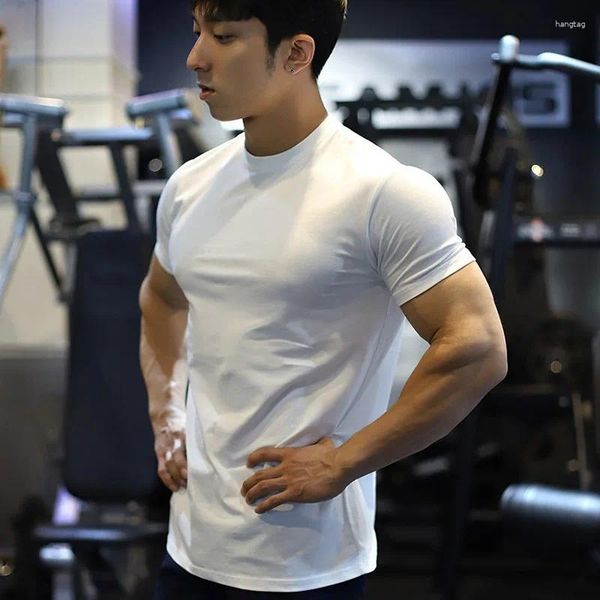 Magliette da uomo estate semplici sport slip slim mantini corti uomini sciolti fitness drying rapido mostra top t-shirt a colori solidi muscolari