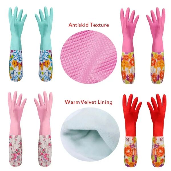 Guanti in gomma fiore in gomma lunghe guanti guanti domestici