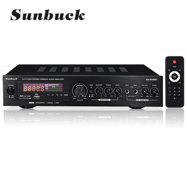 Amplificador Sunbuck 2000W 220V 110V Bluetooth5.0 Audio Power Amplifier Home Theatre Amplificador Audio com controle remoto Suporte