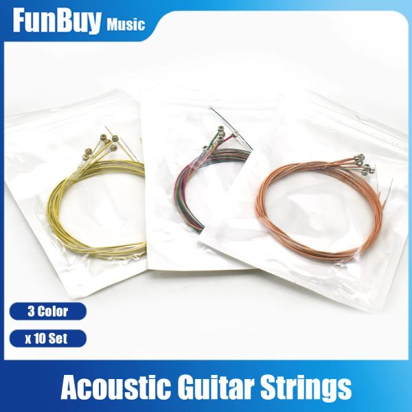 Accessori 10SET Multi Color Acoustic Guitar Strings Colorful Acciaio Ferita in lega di rame 1st6t Stringhe per Folk Guitarra