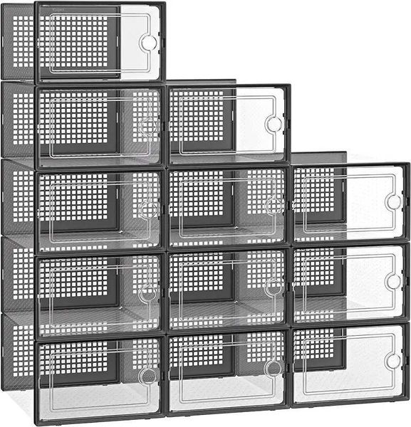 Caixas de armazenamento caixas kuect calçados grandes gerente de guarda -roupa 12 pacote de plástico transparente empilhável com tampa de tampa Sapatos Co. Ltd Q240506