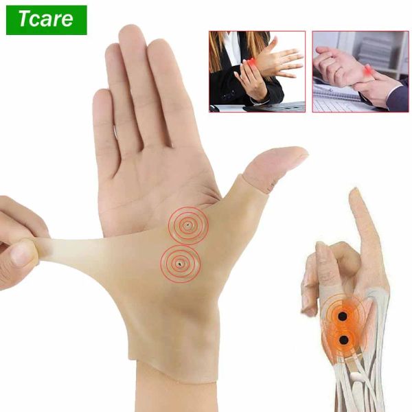 Handschuhe Tcare 1pcs Magnettherapie Handgelenk Handdaumen Unterstützung Handschuhe Silikon -Gel -Arthritis Druckkorrektor Massage Schmerzlinderung Handschuhe