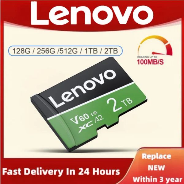 Adapter Lenovo 512GB 1 TB Speicherkarte 64 GB 128 GB 256 GB Hochgeschwindigkeitsblitz TF SD -Karte 256 128 64 32 16 GB Micro TF SD Flash Memory Card