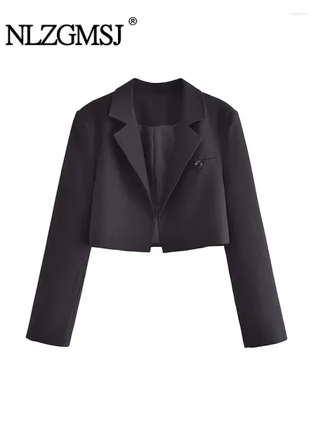 Giacche da donna nlzgmsj 2024 autunno donna sexy giacca corta senza placche blazer blazer strade a colore solido ladies tops