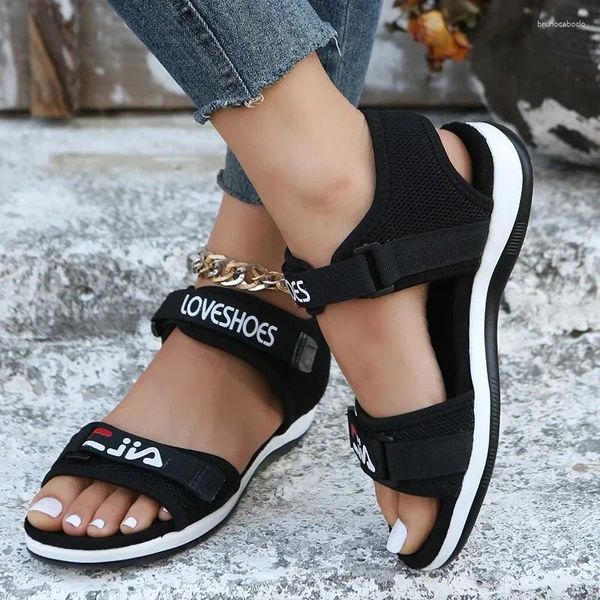 Scarpe casual piatti donne sandali sportivi sandali estivi pannelli da moda mesh camminando in spiaggia tendenza femme zapatos