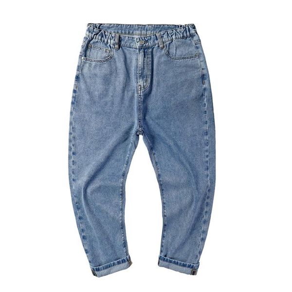 Jeans de tamanho grande jeans Cintura elástica de harém de onda coreana de tamanho grande desgaste masculino de tamanho grande tornozelo de gordura 46 48 273z