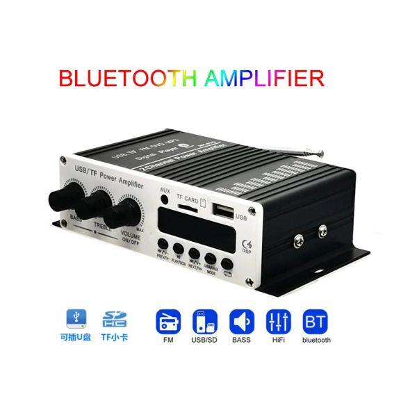 Amplificatore compatto potente ricevitore di amplificatore audio domestico Mini con BT 5.0 Blue Desktop Serie 2 x 20 watt per altoparlanti per la casa con bassi