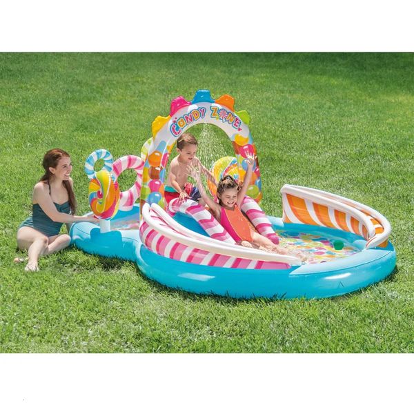 Intex Kids Şişirilebilir Şeker Bölgesi Yüzme Merkezi Sıçrama Havuzu W Waterslide 240506