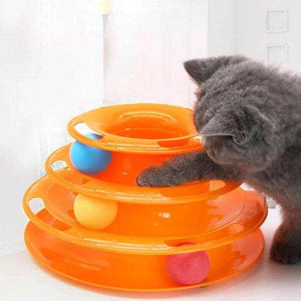 Toys Interactive Tower Cat Toy Toy Turntable Roll Balls Toys for Cats Kitten Teaser Puzzle Track Toy Piets Accessori Accessori