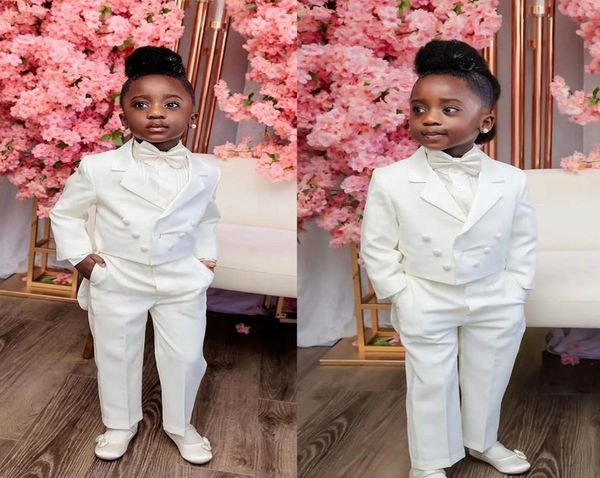 2 peças Ivory White Wear Garoto Terno formal Tuxedos Tuxedos Little Boys Kids para festa de casamento Terno de noite de terno de aniversário8718005