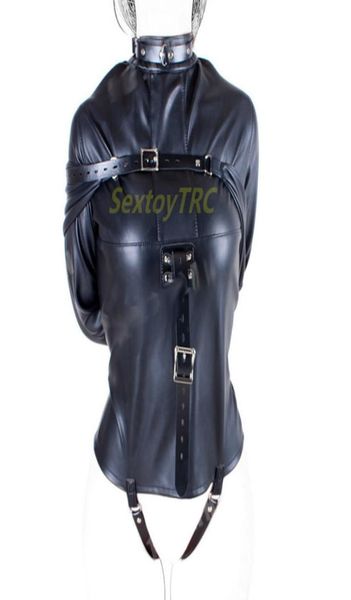 Novo design Bondage Suit Leather Corpo inteiro BDSM Fetish Sex Toy Case Strap Harness Black Color Halter Binder Restrind 3889364