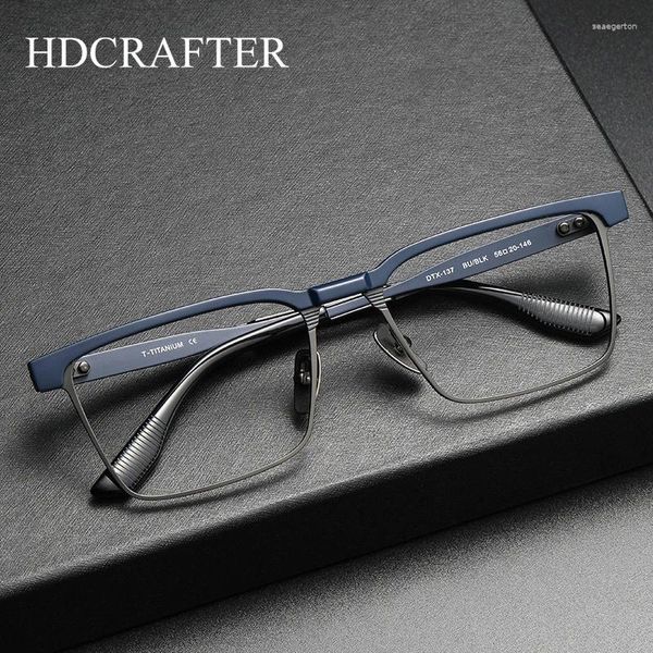 Strama da sole Suncrame Hdcrafter Pure occhiali in titanio Frame di uomini quadrato miopia ottica vintage occhiali da prescrizione maschio occhiali maschi