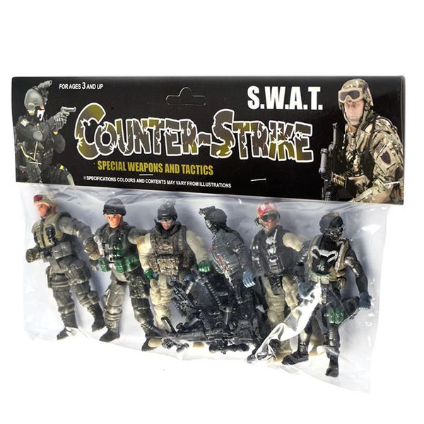 6 PCS/SET SS05-2 PVC Mini Counter Strike Swat Soldier Action Figures 4 pollici 10 cm PVC bambole militari con accessori per armi 240430