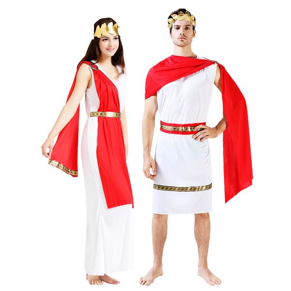 Donne uomini Halloween Egitto Goddess Goddess Roman Empress Toga Costume