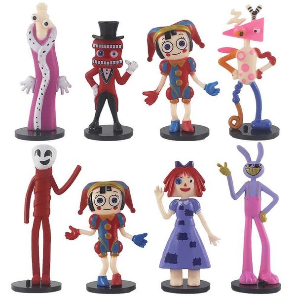 Figure giocattolo d'azione Nuove 8pcs the Amazing Digital Circus Figurines Pomni Kinger Caine Bubble Figure Bambola Pvc Jax Ragatha Modelli Gift T240506