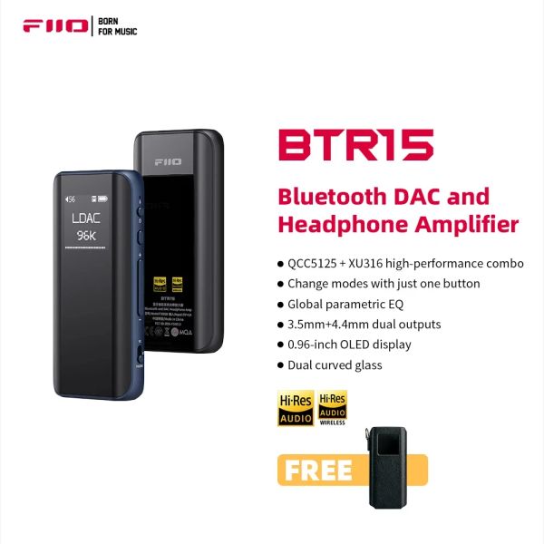 Усилитель Fiio Btr15 Bluetooth 5.1 Усиление для наушников DSD256 приемник LDAC/APTX Адаптивность с 3,5 мм/4,4 мм