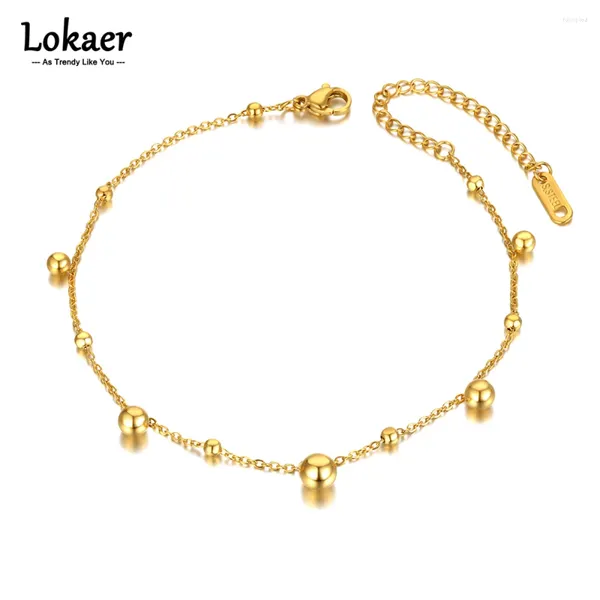 Cavigliere 18k Gold Gold Acciaio inossidabile Castino a sfera rotonda per donne Trendy Bohemia Beach Chain Gioielli Anklet A21030 A21030