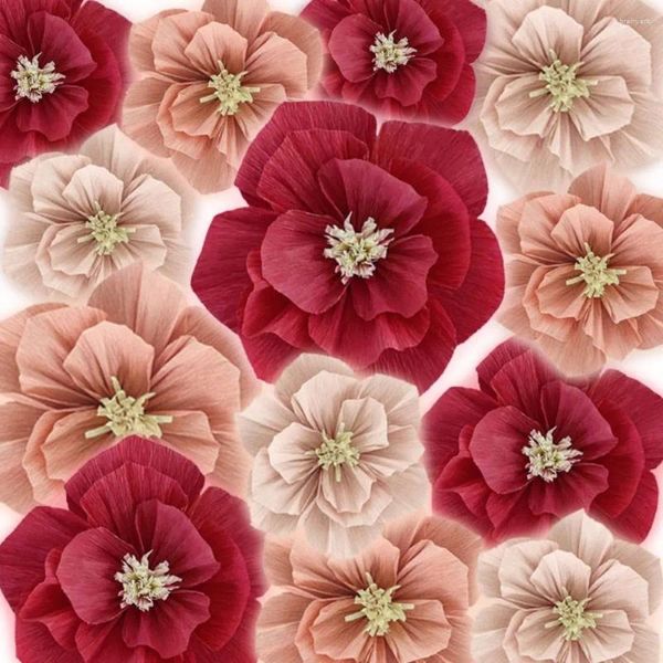 Fiori decorativi Wrinkle Paper Flower Festival Simulazione del matrimonio Simulazione di palla 3D Decorazione