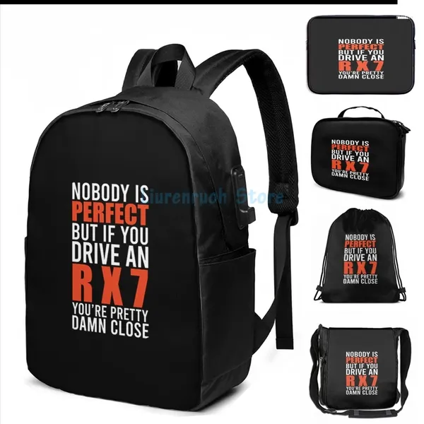 Zaino Funny Print Graphic Proprietà Rx7 USB Charge Men School Borse Women Bag Travel Laptop