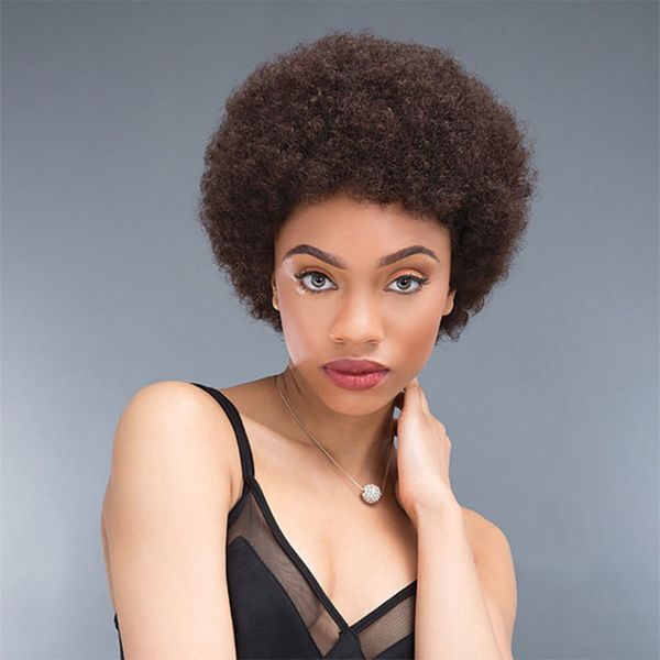 Pixie curta Curly Cut Human Wig Afro Kinky Curly Brasil Human Human Human Lace Full Wigs