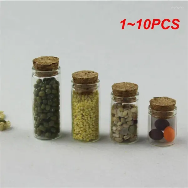 Bottiglie di stoccaggio 1-10pcs lotto 5 ml 7ml 10 ml 14ml 18 ml 20ml 25 ml 30 ml Tubo di prova in vetro con barattoli di tappo di sughero Vials regalo art fai da te fai da te