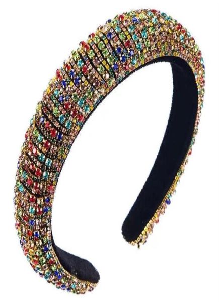 Saç klipleri Barrettes Bling Rhinestone Sünger Kafa Bantları Kadınlar İçin 2021 Bejeweled Yastıklı El Yapımı Jewel Headband200Z3941234