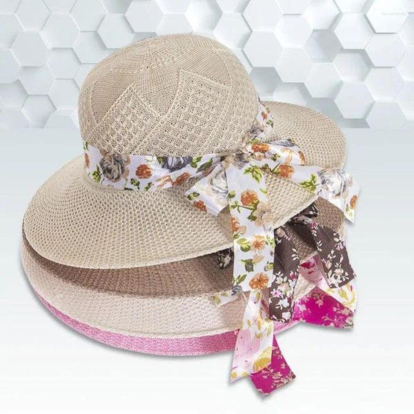 Cappelli a bordo largo 1 pcs vacanza estiva pescatore traspirante per protezione UV paglia da donna da viaggio in spiaggia per la protezione solare