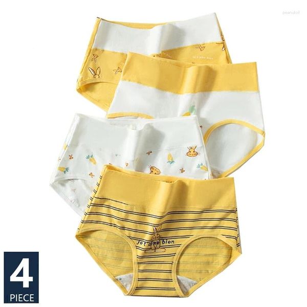 Kadın Panties Yüksek Bel 4 PCS/Set Pamuklu Kadın Vücut Şey Makinesi İç çamaşırı Nefes Alabaş Sevimli Baskı Kız Kılavuzları Yumuşak Kadın Çamaşırı M-2XL