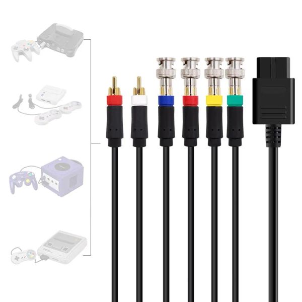 NGC/N64/SNES Renk Monitörü Bileşen Kablo Oyunu Konsol Aksesuarları için Kablolar RGB/RGBS RCA Kablosu B9D1