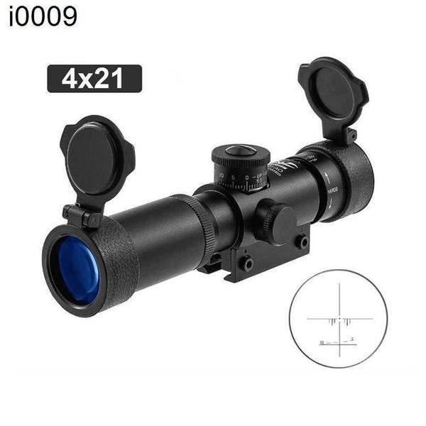 Visão original Tactical 4x21 AO Hunting Scopes Flip Scope Compact Hunt Airsorft Vistas de vidro Gravado Riflescope Sniper Sniper Gear