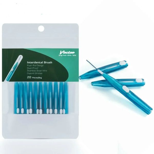 20pcs/pacote de push-pull pincel interdental goma interdental pincel de dente interdental ortodôntico pincel de dentes de dentes de dentes de dentes palitos de dente