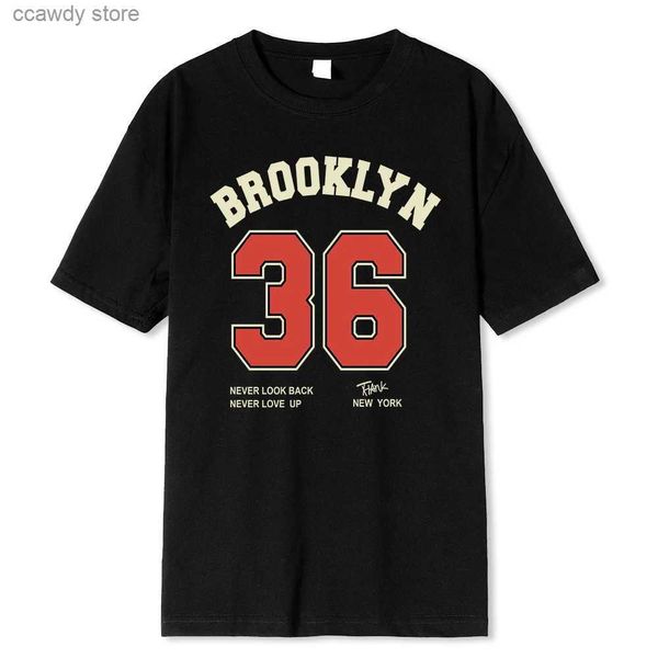 Мужские футболки Brooklyn 36 Art Tter Retro Design Design Cartiods Printing Clothing Ma Breathing Tshir