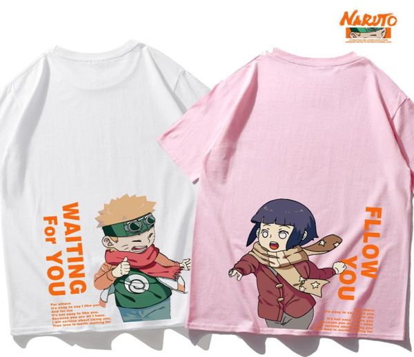 Japanische Harajuku-Männer T-Shirt Cartoon Anime Hinata Uzumaki gedruckt losen Kurzarm-Tops Liebhaber Paar passen T-Shirts9035276