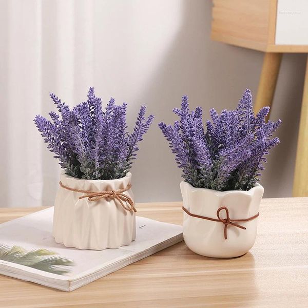 Dekorative Blumen künstlicher Lavendel Topf Hochzeit Home Dekoration Romantische Provence gefälschte Pflanzen Tischblume