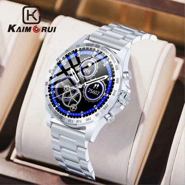 Guarda Kaimorui Smart Watch Men Full Touch Screen Steel Band Sports Sports Fitness Watch Smartwatch da uomo impermeabile per Android iOS