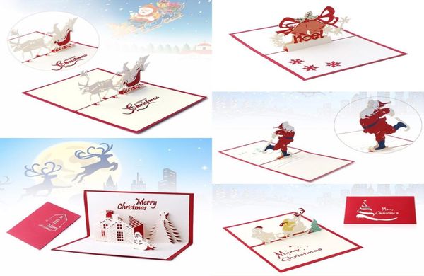 Noel Kartları 3D Pop Up Merry Christmas Serisi Santa039s El Yapımı Özel Tebrik Kartları Noel Hediyeleri Hatıra Postcards3010967